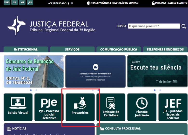 Consulta de precatórios federais