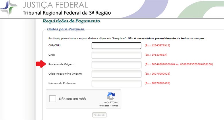 Consulta de precatórios federais